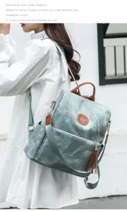 Damen PU Leder Freizeit Rucksack vielseitiger stylischer Reise Daypack mit Quaste Detail.