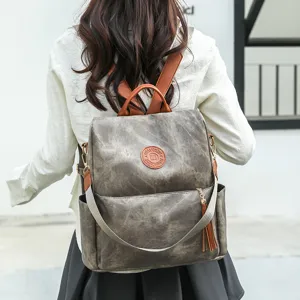 Damen PU Leder Anti-Diebstahl Rucksack lässige Reise Schultasche Daypack für Alltag