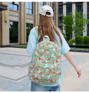 Floral student backpack large capacity school bag casual daypack for daily travel