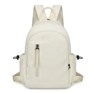 Minimalistische effen canvas rugzak voor dagelijks gebruik, stijlvolle schooltas.
