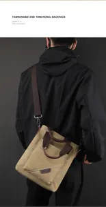 Lockerer Segeltuchtasche fur Damen und Herren, stylische Umhaengetasche mit grossem Fassungsvermoegen.