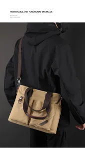 Segeltuch Umhängetasche für den Alltag, lässiges Mehrfachtaschen-Design mit strapazierfähigem Gurt.