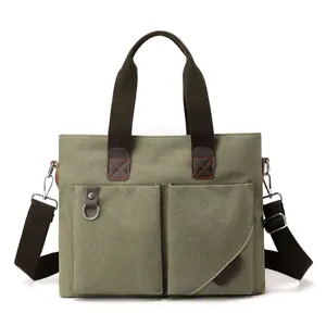 Lässige Canvas Tragetasche für Damen und Herren, stilvolle große Umhängetasche für Arbeit.
