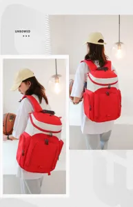 Multifunctionele grote basketbal rugzak voor outdoor reizen sport schooltas rood wit