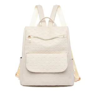 Damen Rucksack Freizeit Anti-Diebstahl Retro Alltag Reise Schule Buch Tasche weiss