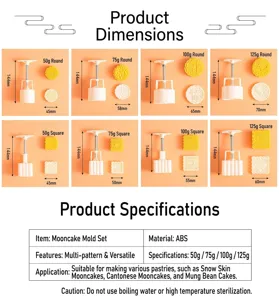Specifiche per stampi per mooncake manuali da 50g a 125g, tondi e quadrati