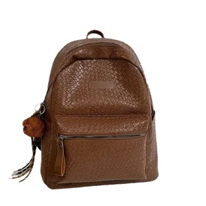 Brauner gewebter PU Leder Rucksack für Damen Herren große Kapazität Freizeit Reise Schultasche