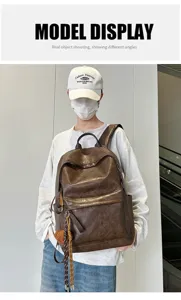 Vintage PU Leder Rucksack für Damen und Herren, stilvolle Freizeittasche für den Alltag.