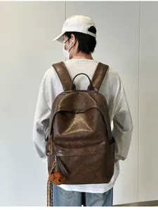 Vintage PU Leder Rucksack für Damen und Herren, lässiger Business Schulrucksack.