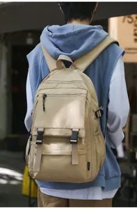 Lässiger Utility-Leinwand-Rucksack für Damen und Herren, mehrfächrige Reise-Schultasche.