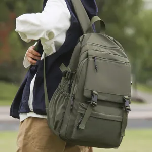 Casual Nylon Rucksack Mit Vielen Taschen Cargo Stil Große Kapazität Schulrucksack Einfarbig Laptop Reise Rucksack Für Unisex
