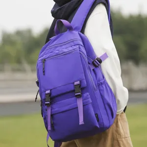 Lila lässiger Rucksack für Damen und Herren, multifunktionaler Studenten Reise Schulrucksack.