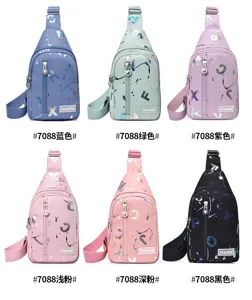 Sac de poitrine bandoulière pour femme, sac à dos décontracté mode coréenne imprimé graffiti.