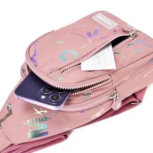 Sac de poitrine décontracté pour femme élégant bandoulière avec imprimé éclaboussure vue