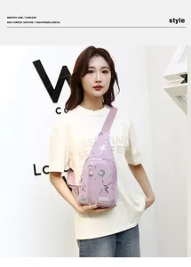 Sac de poitrine tendance pour femme en nylon de loisirs sac bandoulière épaule violet voyage