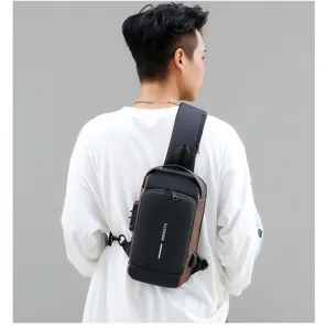 Sac de poitrine multifonctionnel antivol pour homme, vue de détail du sac à bandoulière.