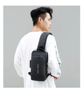 Sac bandoulière anti-vol imperméable pour homme sac de poitrine sport design élégant.
