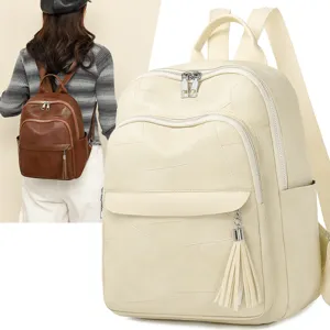 Damen weiches Leder Rucksack Vintage Quaste Schule lässig Pendler große Kapazität Hauptansicht