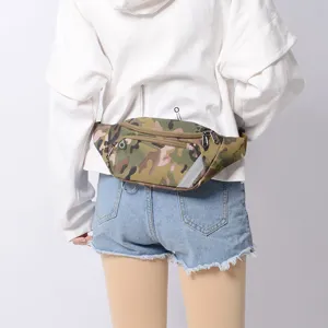 Sac banane de camouflage pour sport en plein air, pochette tactique multi-poches.