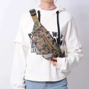 Sac banane tactique camouflage pour le sport en plein air, pochette de poitrine multifonction.