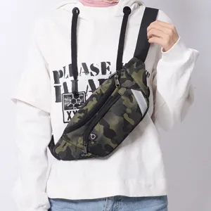 Sac banane camouflage pour hommes et femmes, sac de course tactique de sport en plein air avec zip.