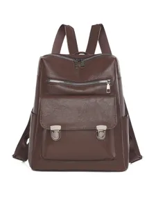 Retro PU Leder Rucksack Für Damen Mode Lässig Große Kapazität Multifunktionale Pendelreisetasche Mit Vordertasche