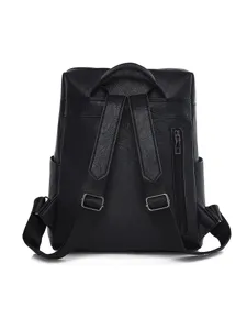 Damen Vintage PU Leder Rucksack Freizeit Schwarzer Daypack Grosse Kapazitat Reisetasche