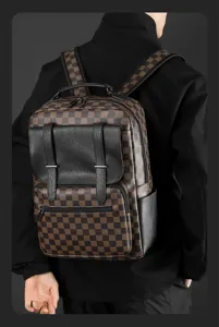 Mochila para portátil de negocios informal de cuero PU viaje gran bolso de trabajo