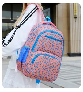 Sac à dos femme décontracté motif baies rose élégant cartable voyage extérieur chic.