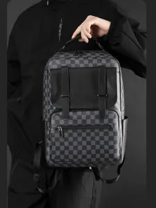 Mochila de negocios elegante de piel PU para hombres y mujeres, gran capacidad bolso de viaje.