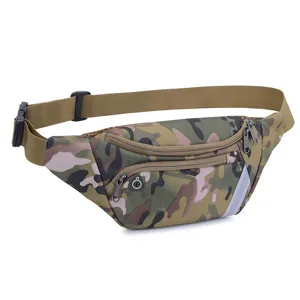 Sac Banane Tactique pour Homme Multifonctionnel Camouflage Sac de Poitrine Sport Extérieur Course Antivol Nylon Voyage
