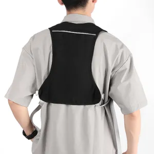 Men outdoor mountaineering vest backpack, lightweight sports cycling running storage bag back view.