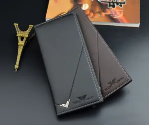 Men's long wallet PU leather vertical slim card holder large capacity business casual purse