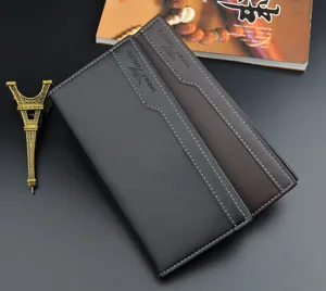 Portefeuille long homme business décontracté cuir souple multi-fentes minimaliste pochette