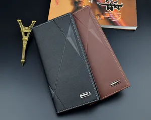 Portefeuille long homme en cuir PU porte-cartes mode mince affaires casual poche sac.