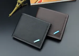 Herren kurzes PU Leder Bifold Portemonnaie mit vielen Kartenfächern und Business Stil.