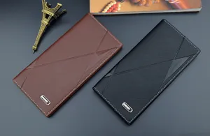 Portefeuille long homme cuir souple mince porte-cartes mode multi-fentes élégant