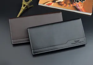 Portefeuille long homme affaires loisirs cuir souple fentes cartes grande capacité vue détaillée