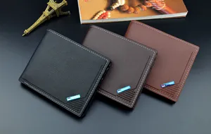 Herren Kurze Leder Geldbörse Mehrere Kartenfächer Business Weich Münzfach Schwarz Braun Stil