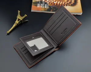 Kompakte Herren Lederbrieftasche Dunkelbraun Kartenhalter Bifold Geldbörse mit Fach