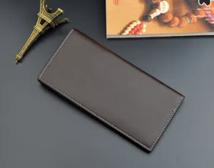 Portefeuille Long Homme Cuir PU Mince Affaires Casual Porte-Cartes Poche Élégant
