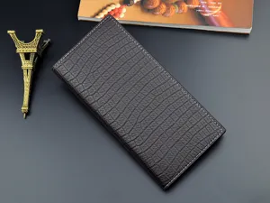 Men's long wallet classic crocodile pattern soft leather multi-card holder fashion purse