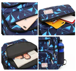 Wasserdichter geometrischer Druck Schulrucksack Freizeitrucksack mit vielen Fächern