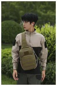 Taktische Brusttasche für Herren Outdoor Umhängetasche Sport Sling Bag multifunktional grau.