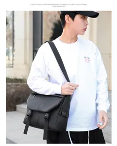 Waterproof oxford cloth men messenger bag, casual crossbody shoulder bag with large capacity.