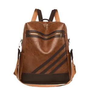 Damen PU Leder Vintage Rucksack große Kapazität lässig Anti-Diebstahl Schultasche