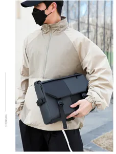 Men's waterproof messenger bag crossbody bag large capacity casual oxford shoulder bag detail