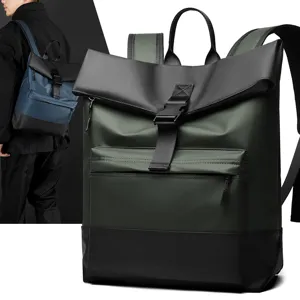 Large capacity waterproof roll top backpack for men and women casual commuting school laptop bag