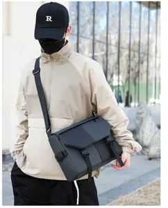 Durable waterproof oxford cloth men's messenger bag with large capacity and multi-pocket.