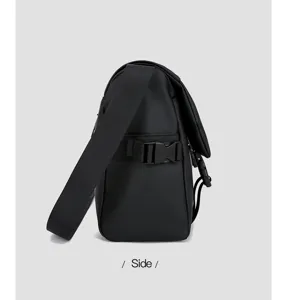 Men waterproof oxford cloth messenger bag side view casual shoulder bag black large
